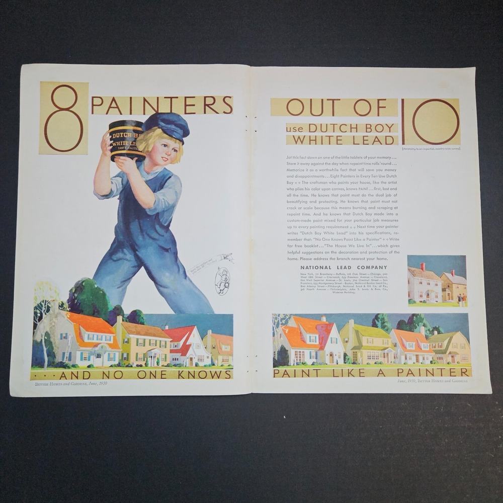 1930 Dutch Boy Paint National Lead Company 2-Page Centerfold Vintage Print Ad